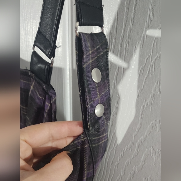 Killstar Regan Purple & Black Plaid Pinafore Dress - Picture 3 of 4